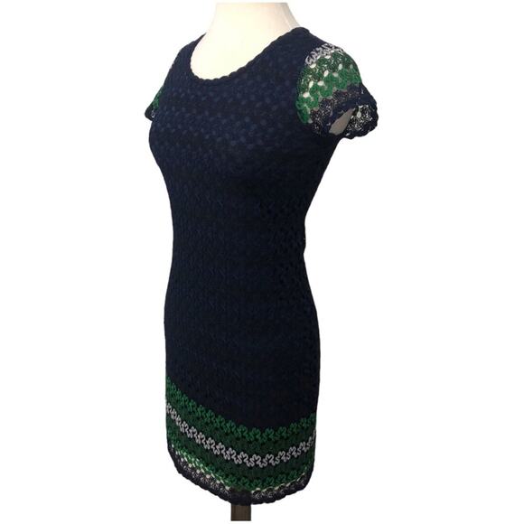 Melissa Paige Navy Crochet Short Sleeve Dress XS NWT - Picture 1 of 9